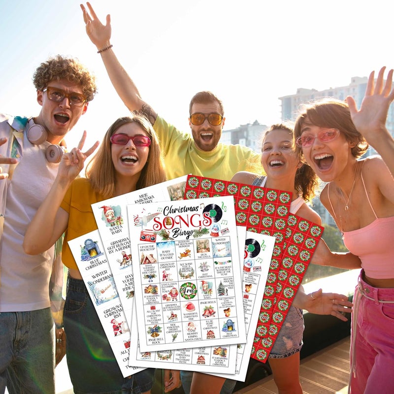OZTEMETY Christmas Song Bingo, Christmas Bingo, Holiday Bingo Game for Adults Families Large Group, Christmas Party Favors, Christmas Musical Party Games, 24 Players Bingo Cards, D05 - Image 4